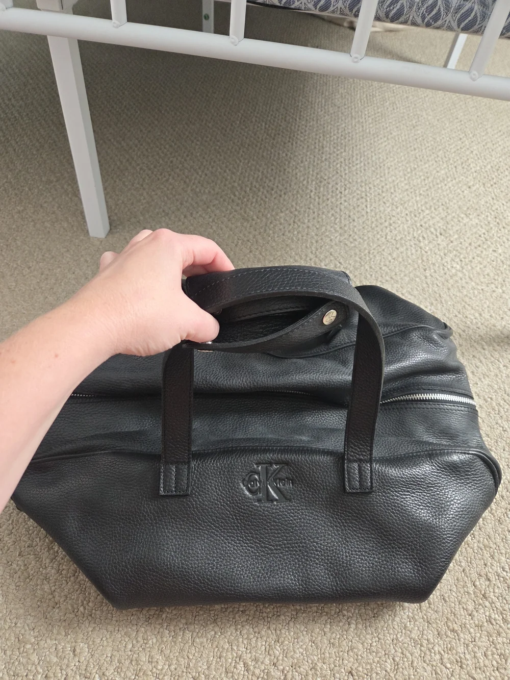 Calvin Klein Black Leather Weekender Bag